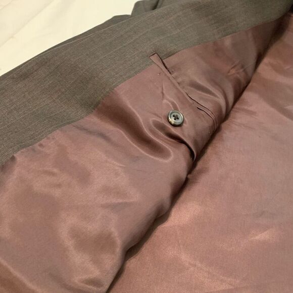 Lauren Ralph Lauren Sz 44L 100% wool stripe 2 button suit blazer jacket brown - Picture 6 of 10